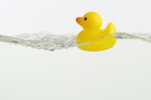 rubber ducky floating in water