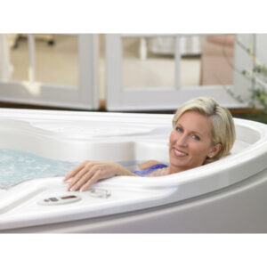 woman inside hot tub