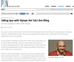 Pool and Spa news article with Don Riling