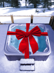 hot tub with gift ribbon